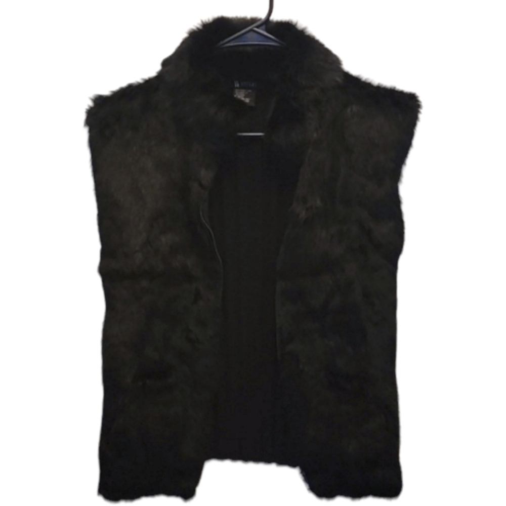 Sisters vintage rabbit fur black vest size L
